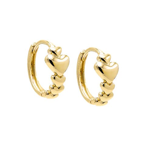 Solid Hearts Graduated Huggie Earring 14K