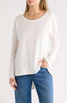GO COUTURE Boat Neck High-Low Sweater