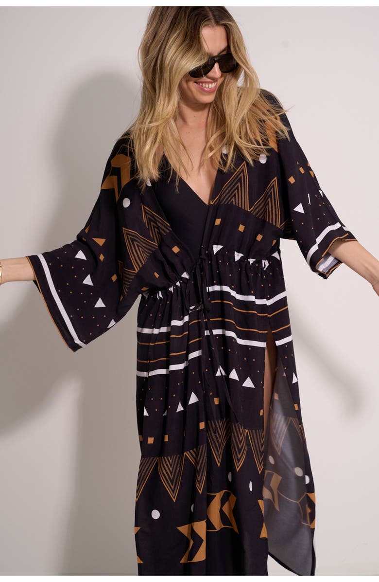 Gottex Beach Life Mist & Sand Robe Cover-Up, Alternate, color, Black-Multi