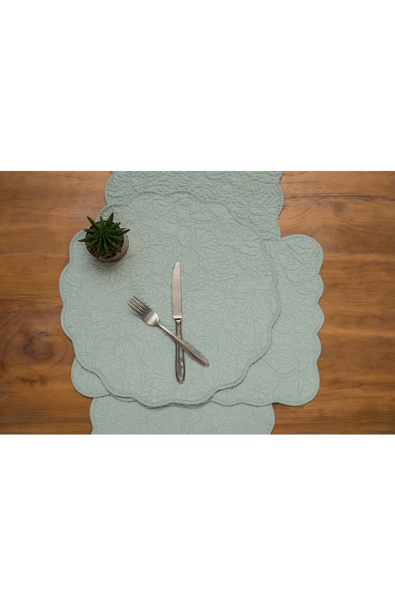 C&F Home Christiana Breeze Reversible Machine Washable Scallop Quilt Placemats Set of 6, Alternate, color, Blue