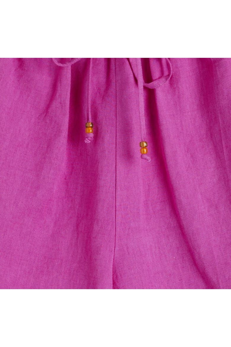 Sienna Linen-Blend Scallop Edge Shorts, Alternate, color, Magenta