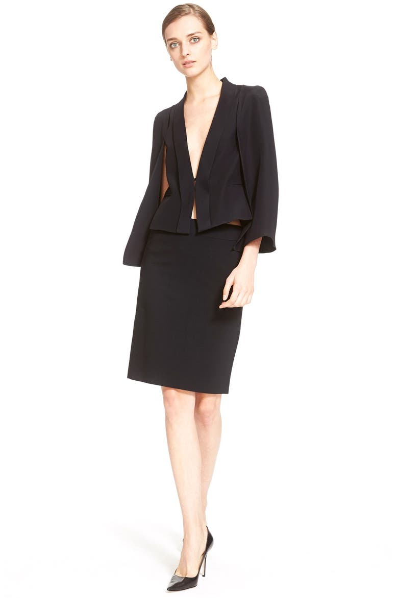 Crepe Cape Jacket, Alternate, color, BLACK