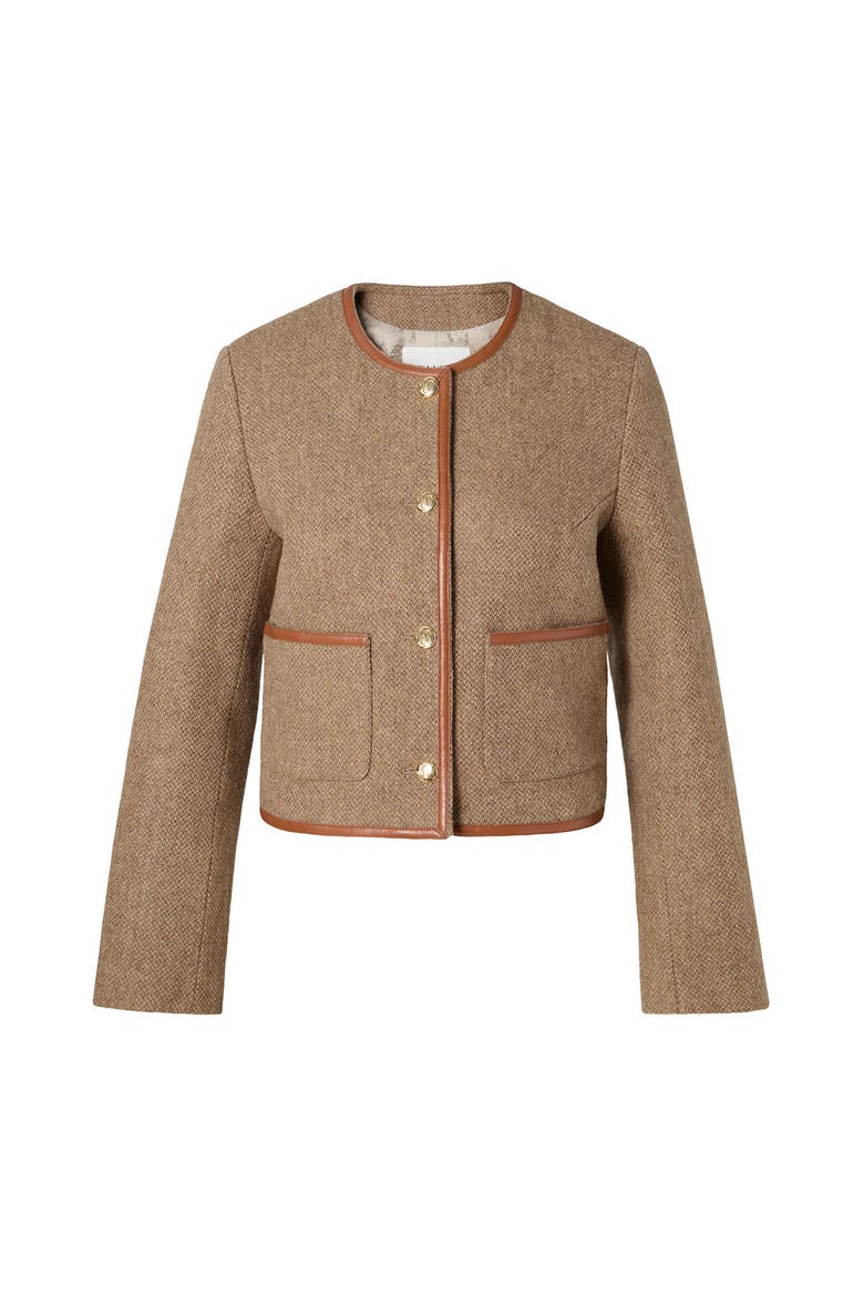 Ninette Dressed Wool Jacket, Alternate, color, Taupe