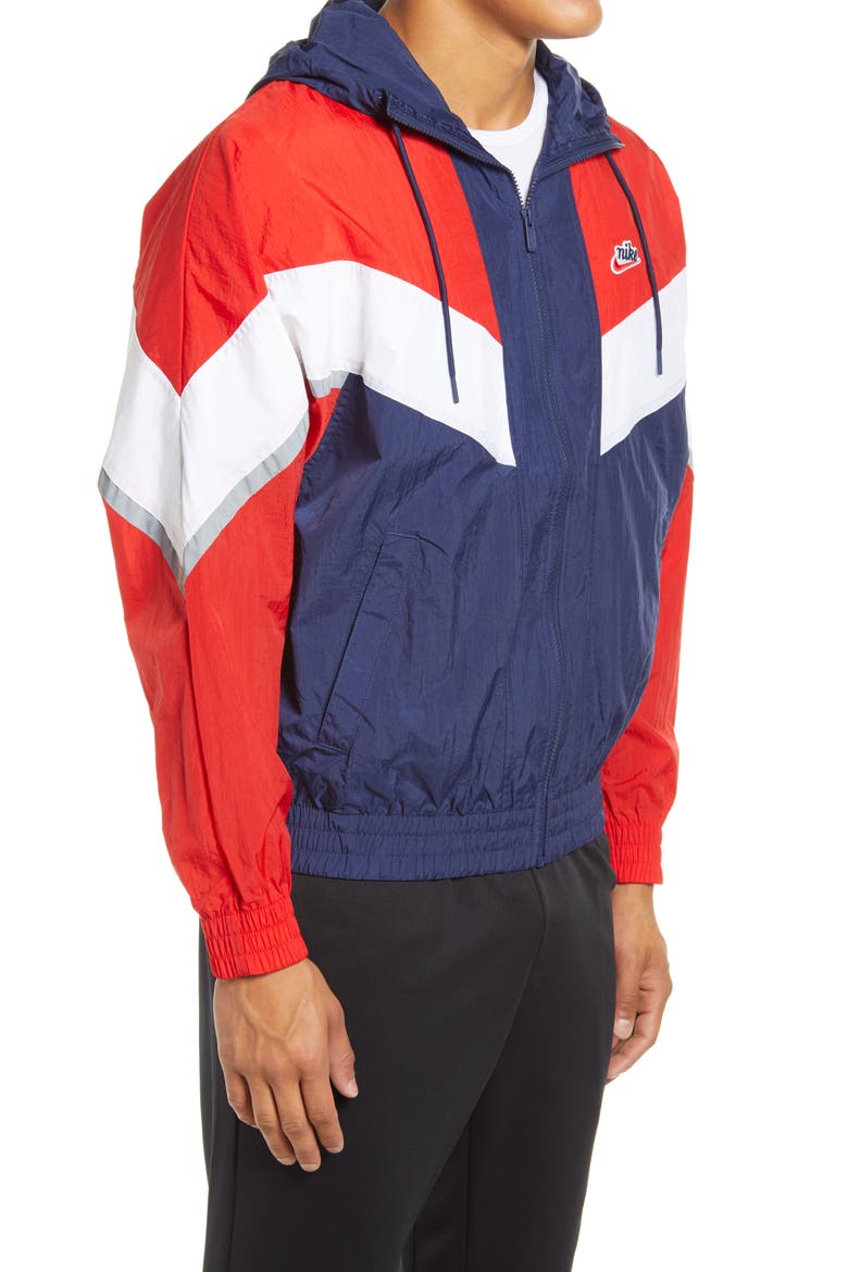 Windrunner+ Water Repellent Jacket, Alternate, color, MIDNIGHT NAVY/ RED/ WHITE