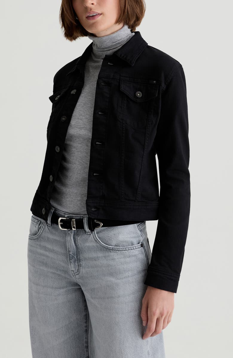 AG Robyn Denim Trucker Jacket, Alternate, color, Super Black