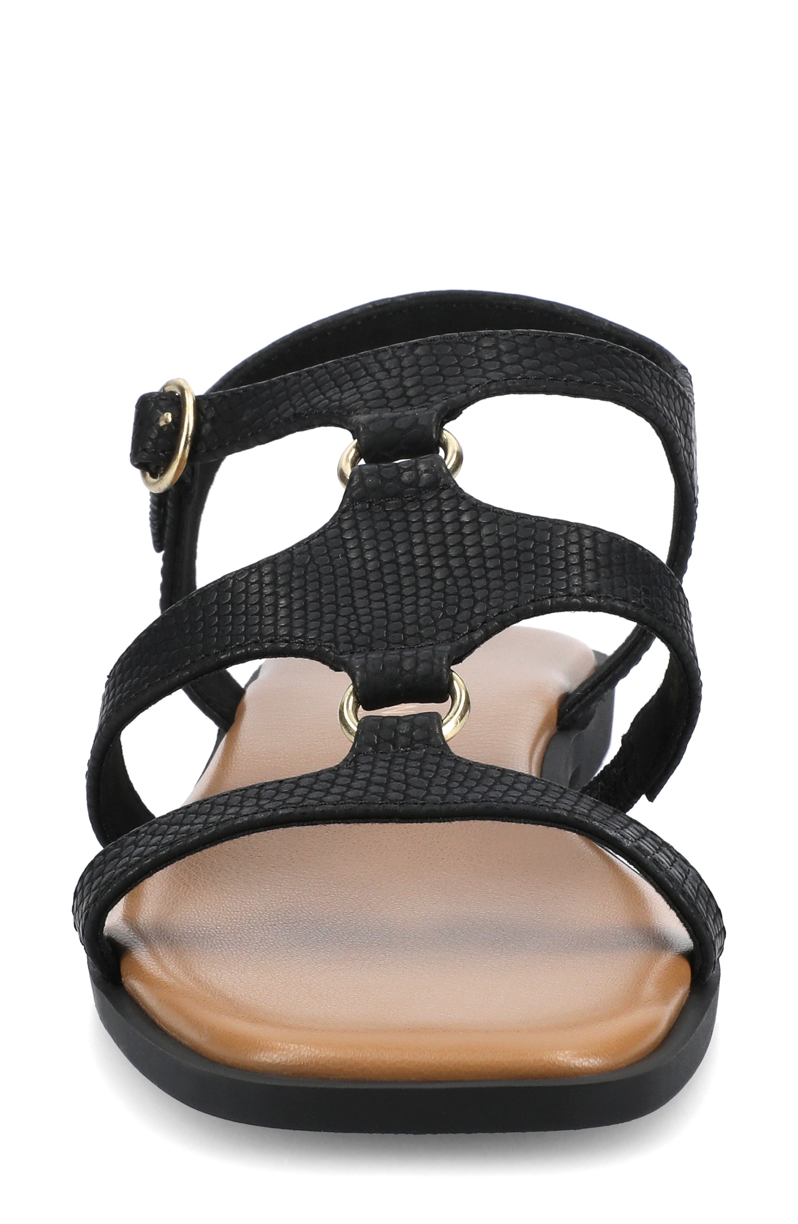 Journee Collection Briley Flat Sandal, Alternate, color, Black Lizard