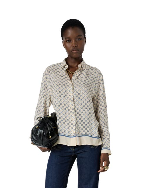 Clariane Monogram Print Shirt