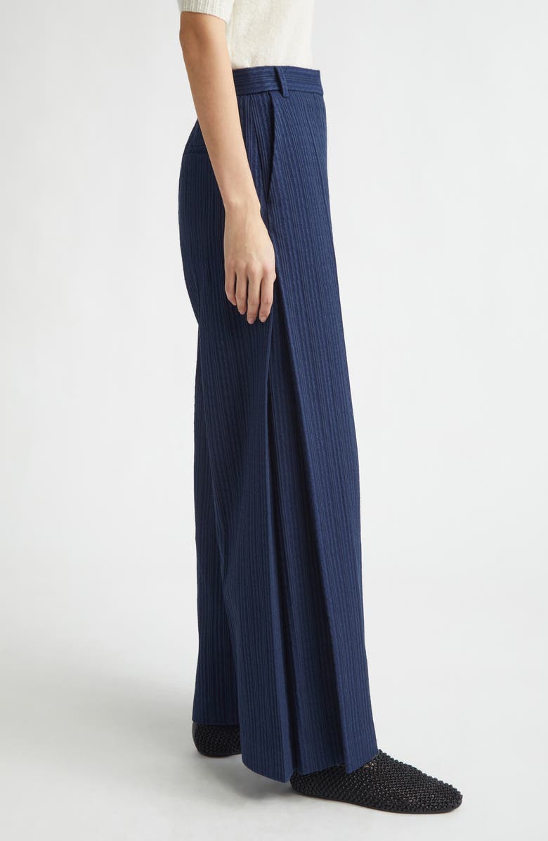 EENK Side Tuck Cotton Blend Jacquard Knit Wide Leg Pants, Alternate, color, Navy