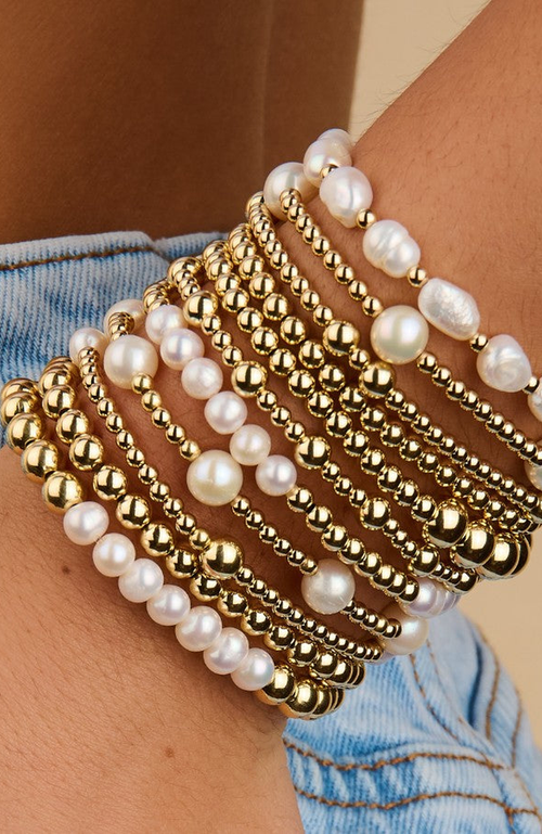 Little Sky Stone Elliot Pearl Bead Bracelet In Gold