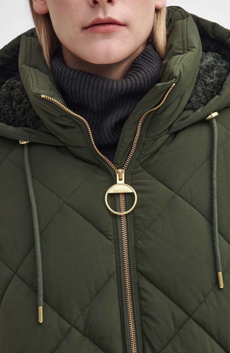 Barbour Kirkton Longline Puffer Coat, Alternate, color, Olive/ Ancient