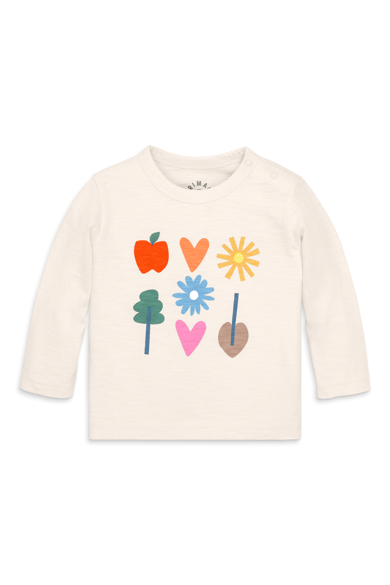 Baby Long Sleeve Rainbow Garden Tee, Main, color, Oat Stacked Garden