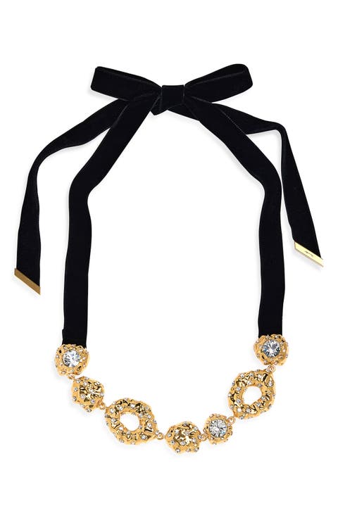 Hammered Stone Velvet Necklace