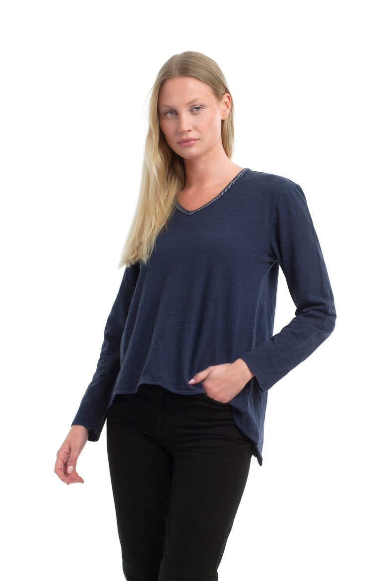 Metallic Thread V-Neck, Alternate, color, Naval Academy