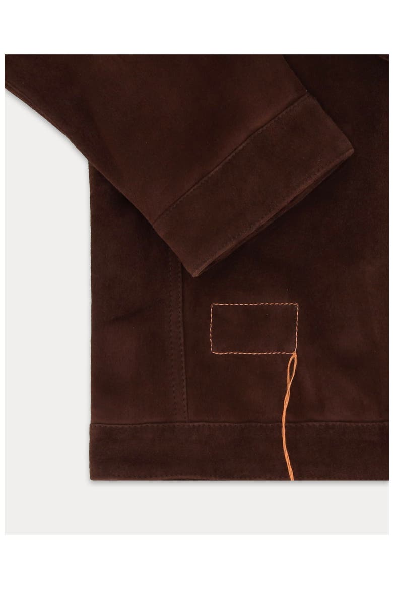 Cash Suede Leather Jacket, Alternate, color, Dark Brown