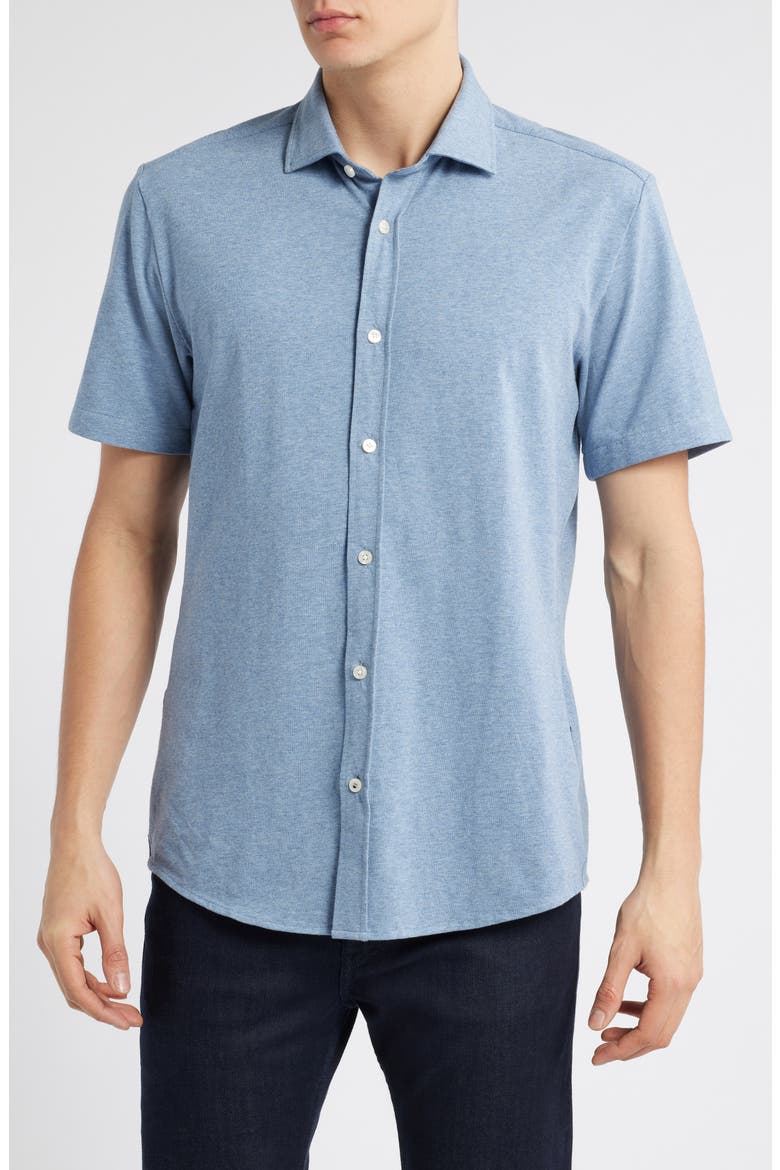 Roan Stretch Cotton Button-Up Shirt, Main, color, OPEN BLUE