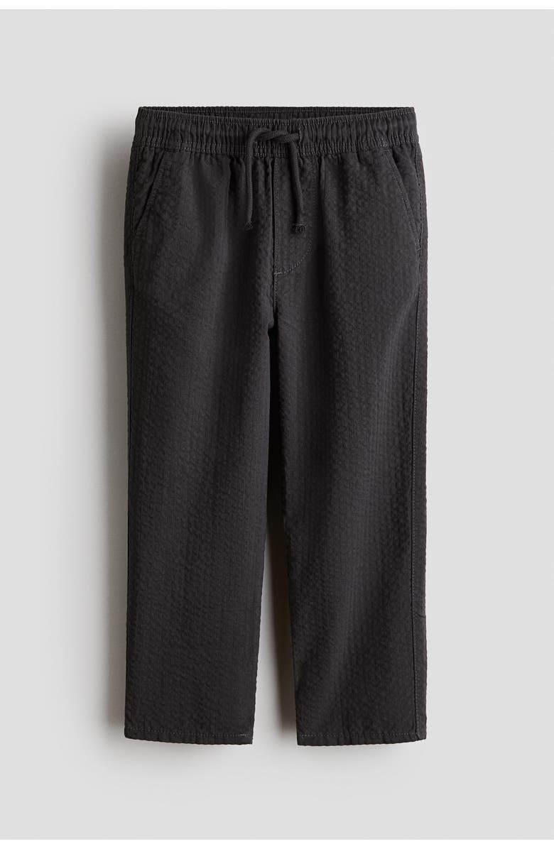 H&M Cotton Seersucker Trousers, Main, color, Dark Gray