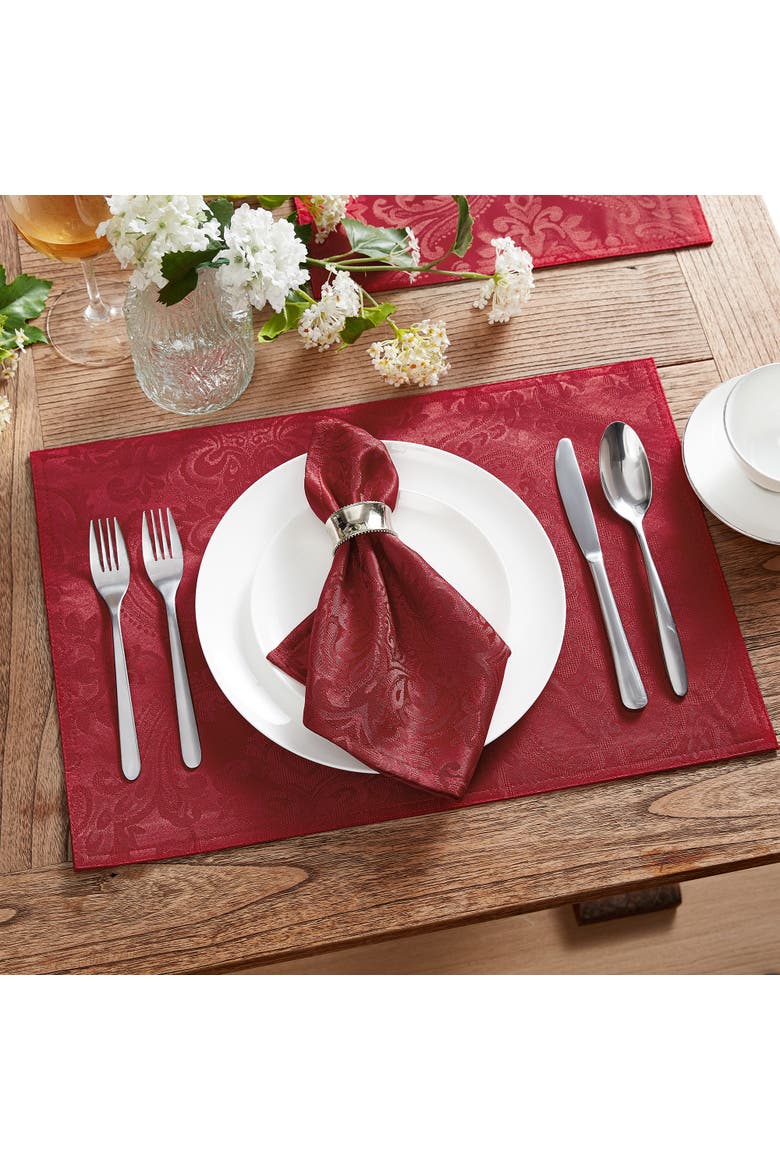 Caiden Elegance Damask Napkin, Set of 4, Alternate, color, Red