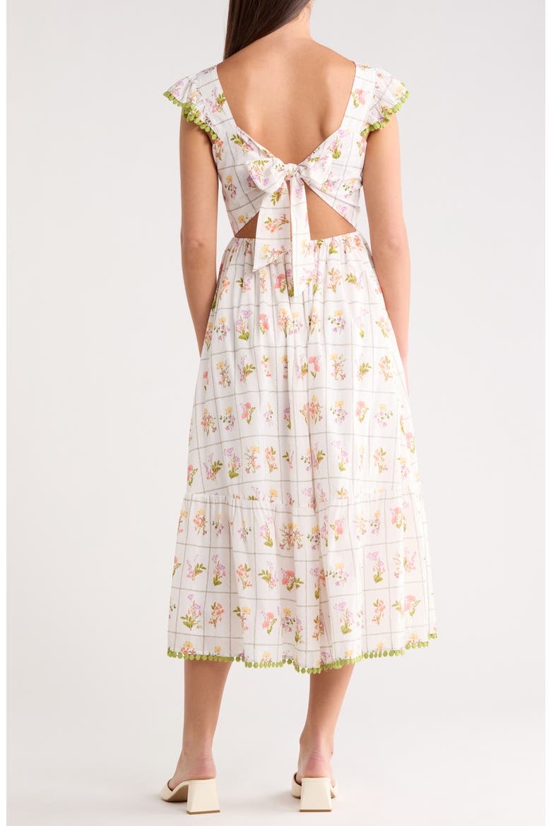 Diane Floral Maira Tie Back Midi Sundress, Alternate, color, CORAL-MUL