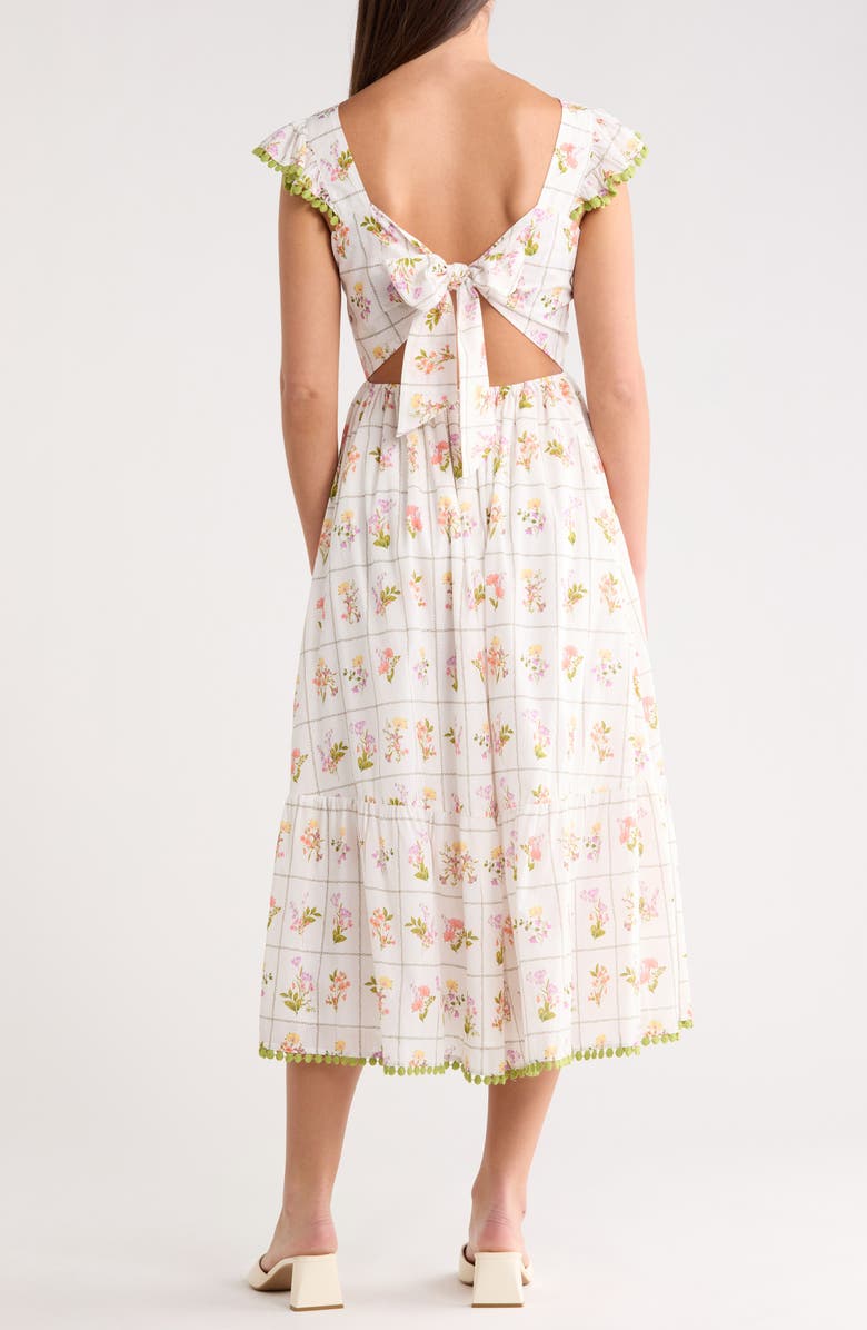 SUGARLIPS Diane Floral Maira Tie Back Midi Sundress, Alternate, color, Coral-Mul
