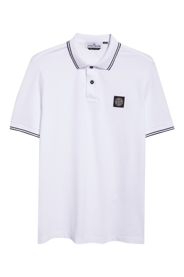 Tipped Stretch Cotton Polo, Alternate, color, V1001 WHITE
