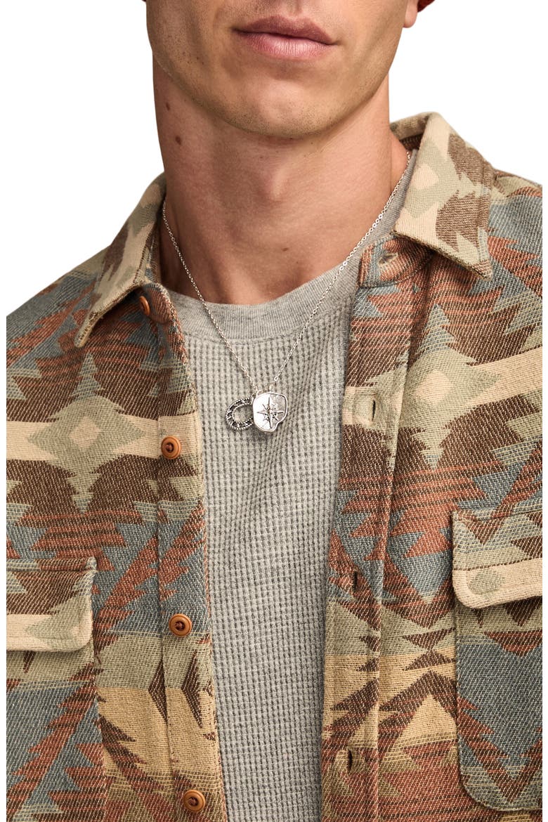 Southwest Pattern Jacquard Cotton Flannel Button-Up Shirt, Alternate, color, BROWN MULTI