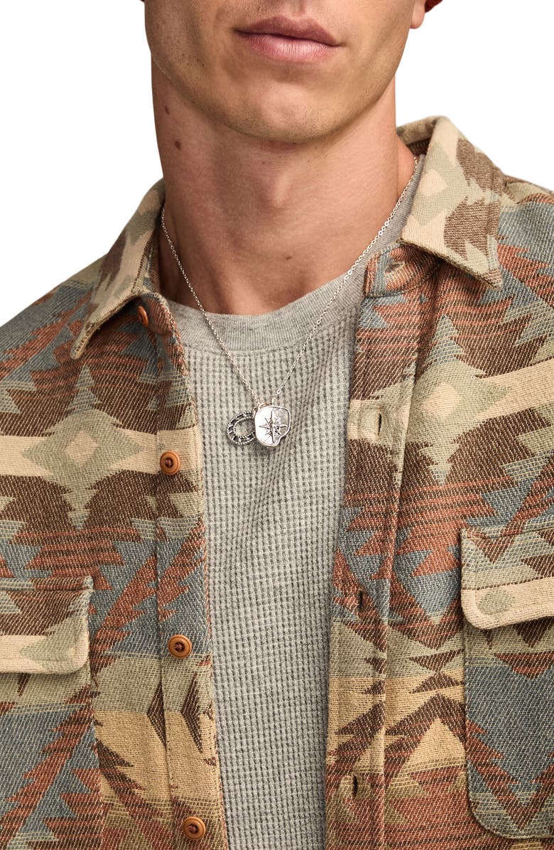 Lucky Brand Southwest Pattern Jacquard Cotton Flannel Button-Up Shirt, Alternate, color, Brown Multi