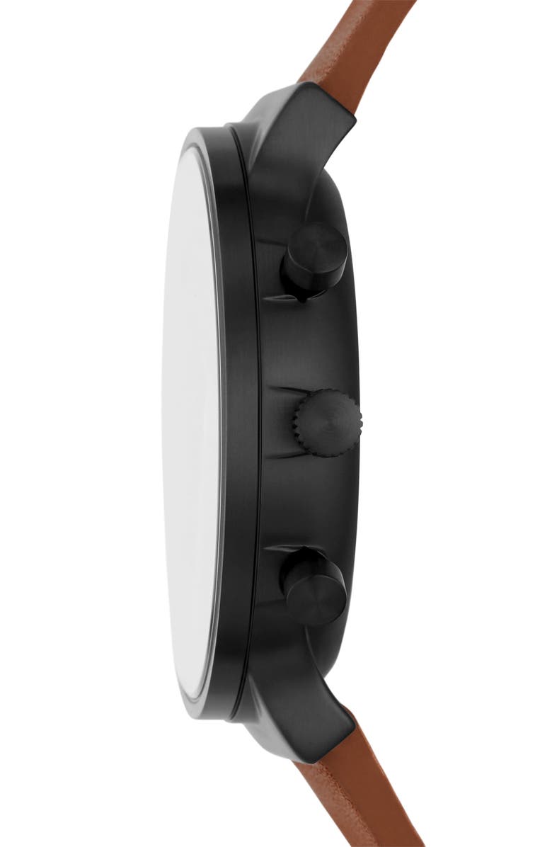 Skagen Ancher Chronograph Brown Leather Strap Watch, 40mm, Alternate, color,