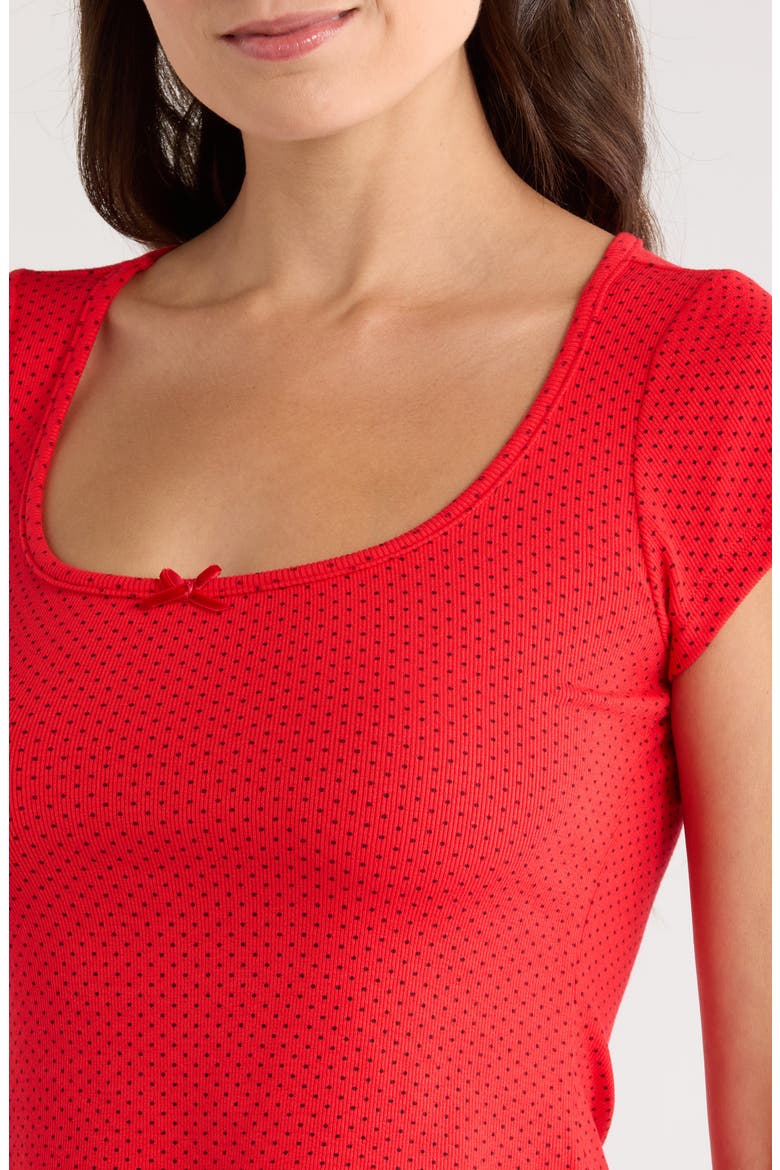 Print Short Sleeve Pajama Top, Alternate, color, SCARLETT DOT
