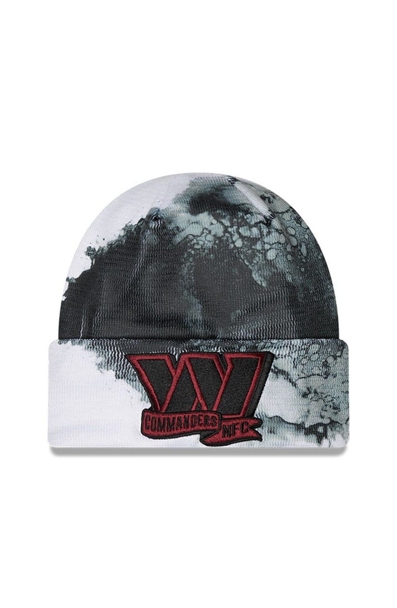 New Era Men's New Era Black Washington Commanders 2022 Sideline Ink Dye Tonal Cuffed Knit Hat, Main, color,