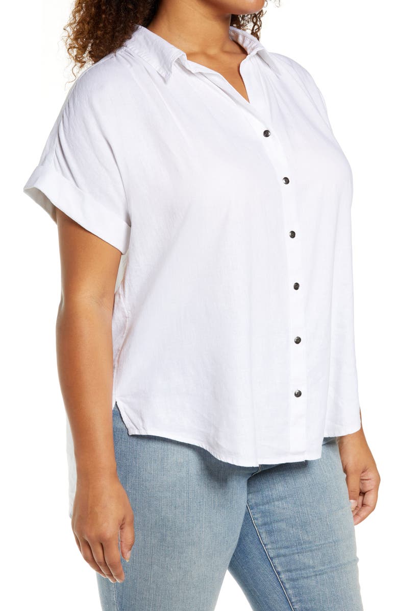 Caslon<sup>®</sup> Linen Blend Camp Shirt, Alternate, color,