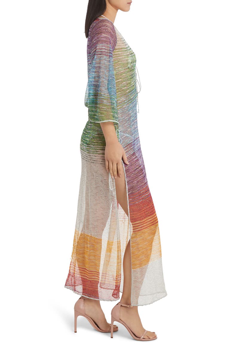 Metallic Stripe Cover-Up Dress, Alternate, color, GREEN MULTI