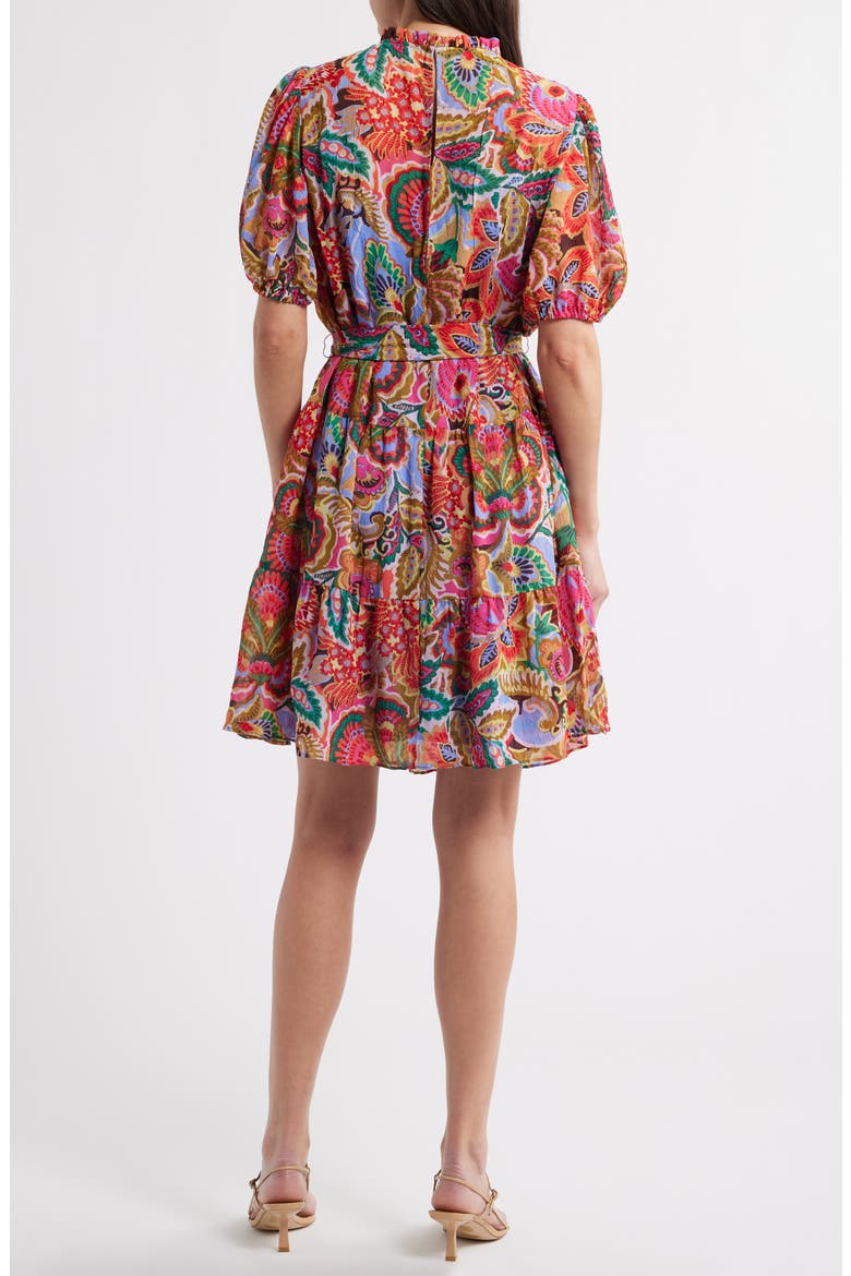 Ruffle Tie Belt Crinkle Shirtdress, Alternate, color, PINK MULTI