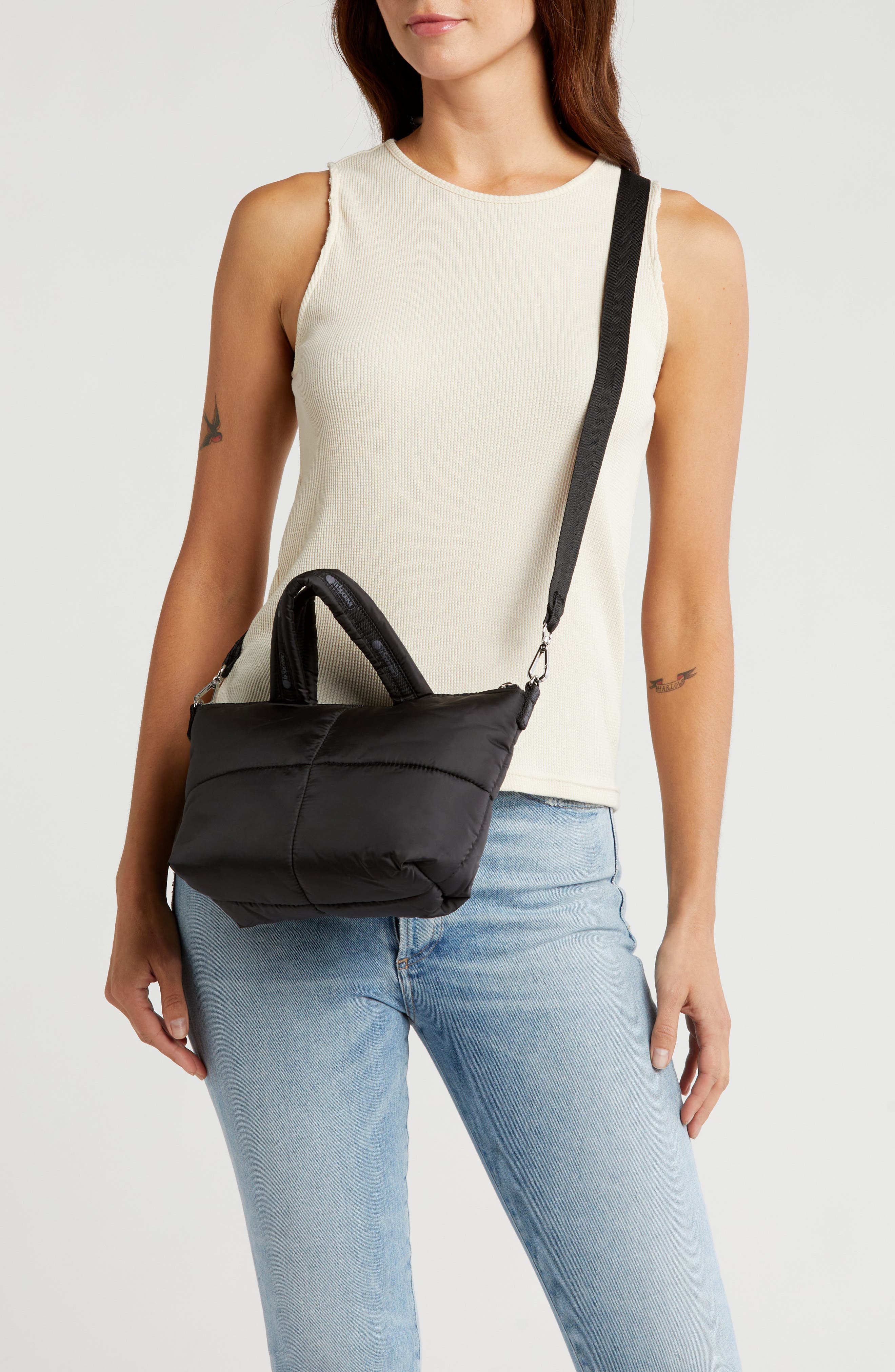 LeSportsac Puffy Mini Satchel, Alternate, color, Ultra Black