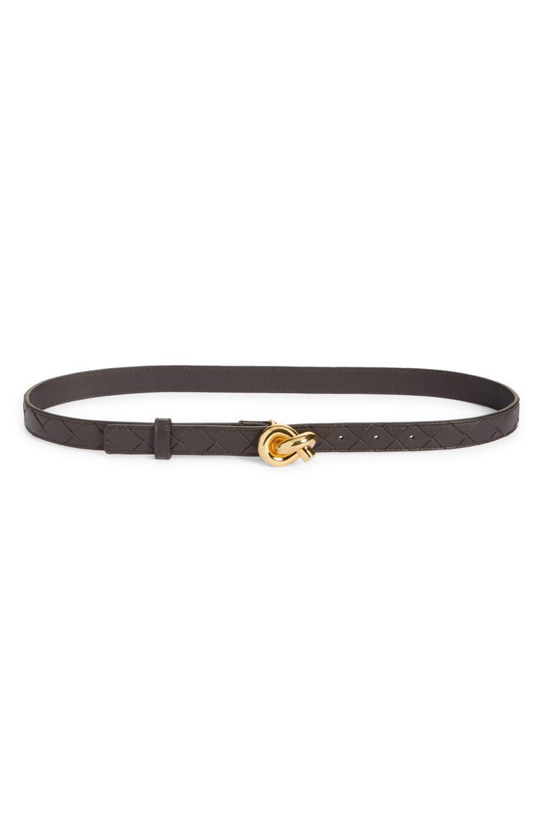 Bottega Veneta Andiamo Intrecciato Leather Belt, Main, color, Fondant-M Brass