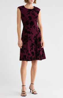 Flocked Crepe A-Line Dress