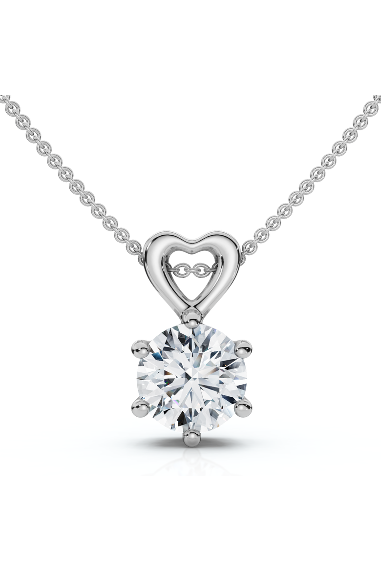 3/4Ct Lab Grown Diamond Solitaire Pendant 14k Gold 18" Necklace & Chain, Main, color, White Gold