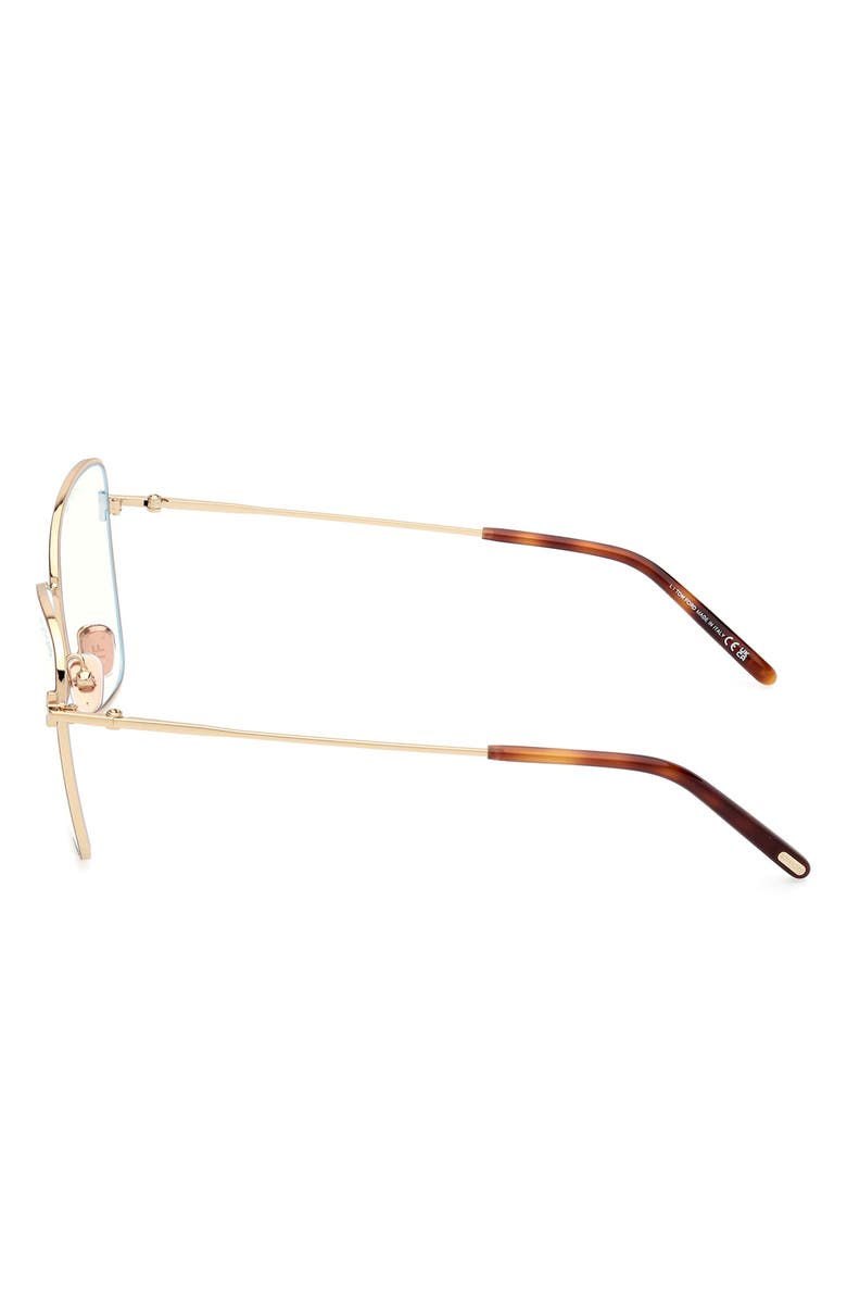 TOM FORD 55mm Butterfly Blue Light Blocking Optical Glasses, Alternate, color, Pale Gold Brown Enamel