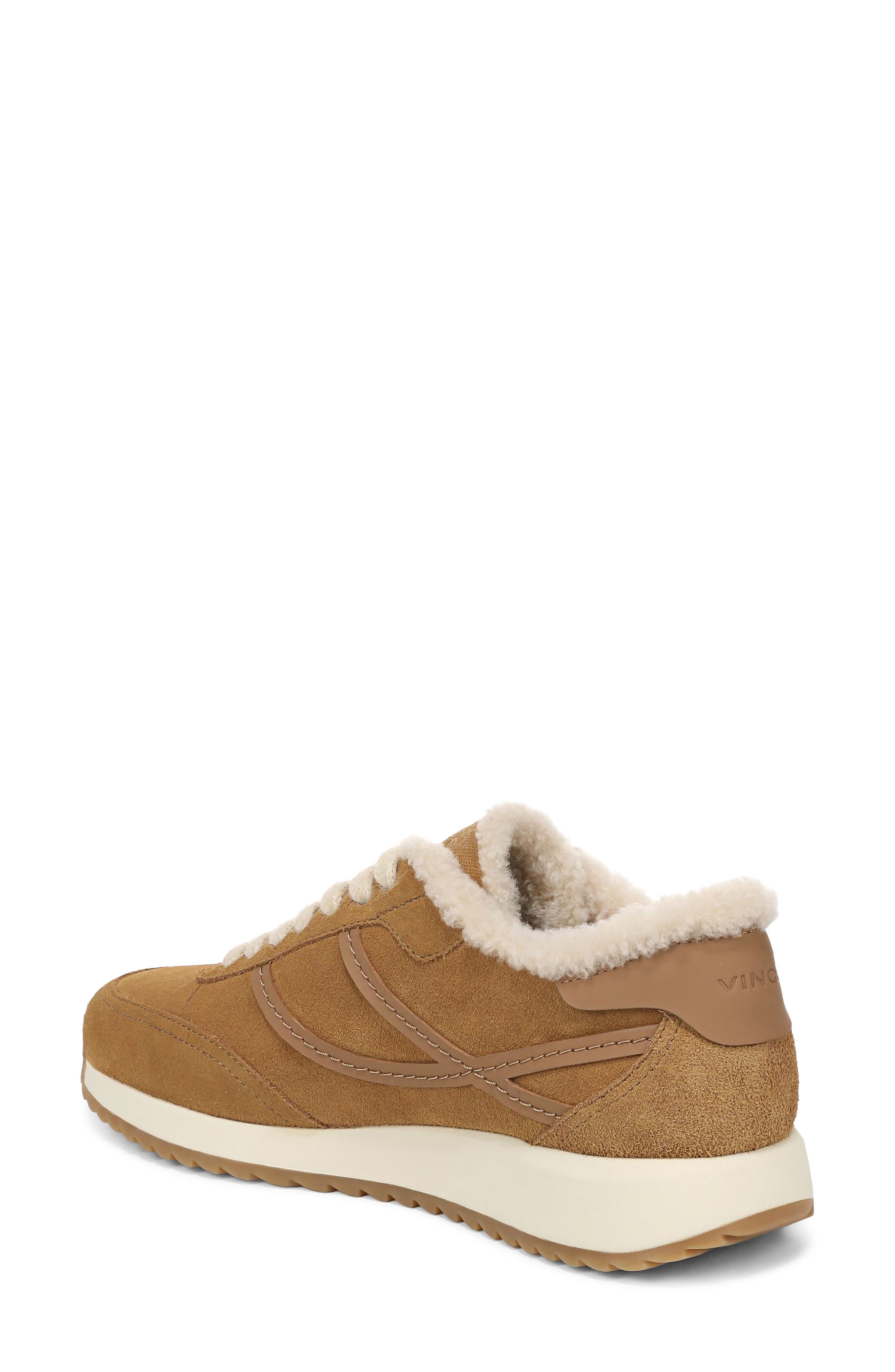 Simon Genuine Shearling Trim Sneaker, Alternate, color, HONEY BROWN LEATHER
