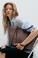 MANGO Monogram Faux Leather Tote