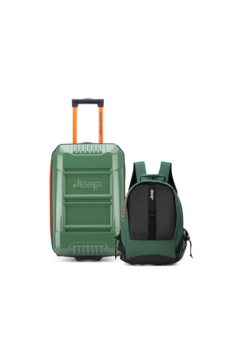 Hardside Expandable 21" Carry On Luggage with Two Wheels [JH003B] & Laptop Travel Backpack [JS011B] Set, Main, color, Elm Green