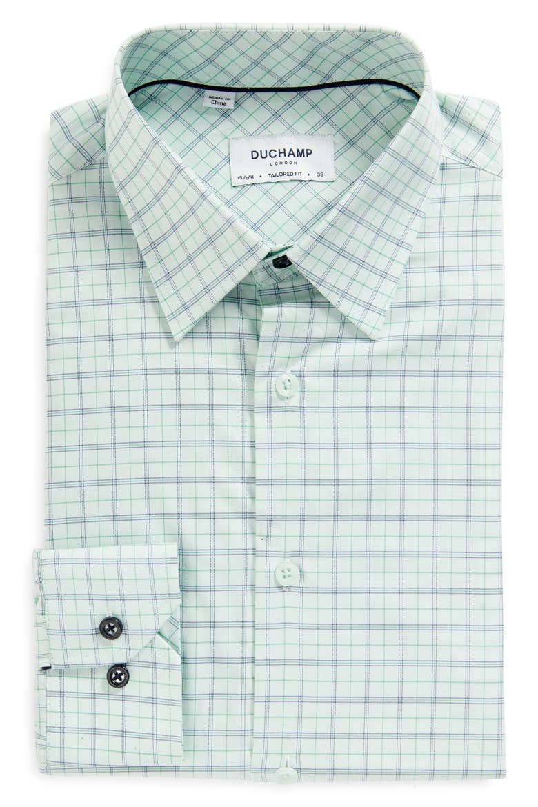 Men's Tailored Fit Plaid Dress Shirt, Alternate, color, GREEN