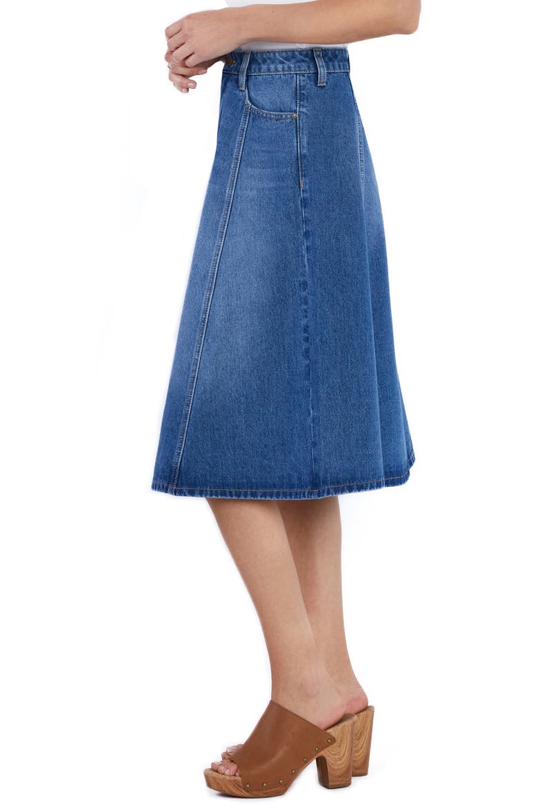 Spin Paneled Denim Midi Skirt, Alternate, color, SPIN BLUE