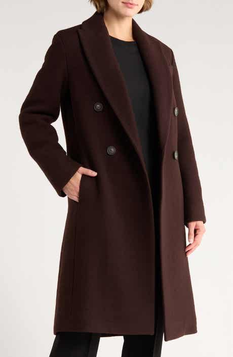 Vince Double Breasted Textured Wool Coat