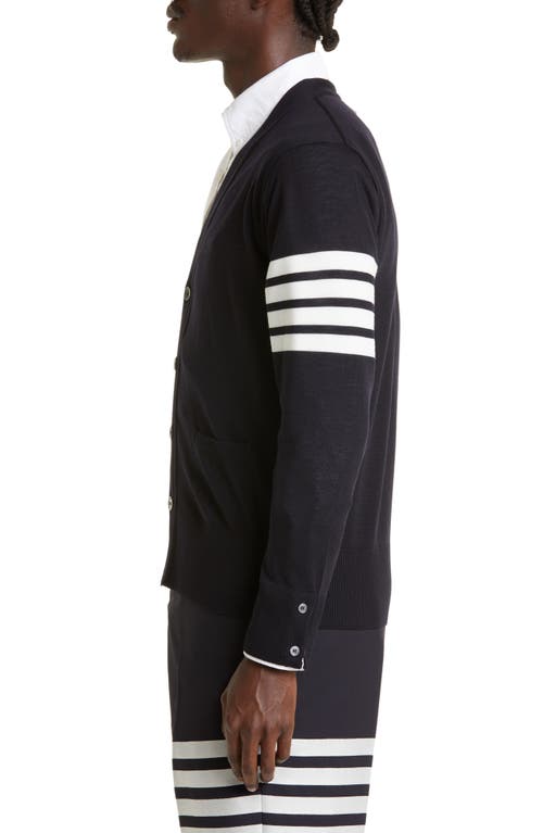 Thom Browne 4-bar Merino Wool Cardigan In Black