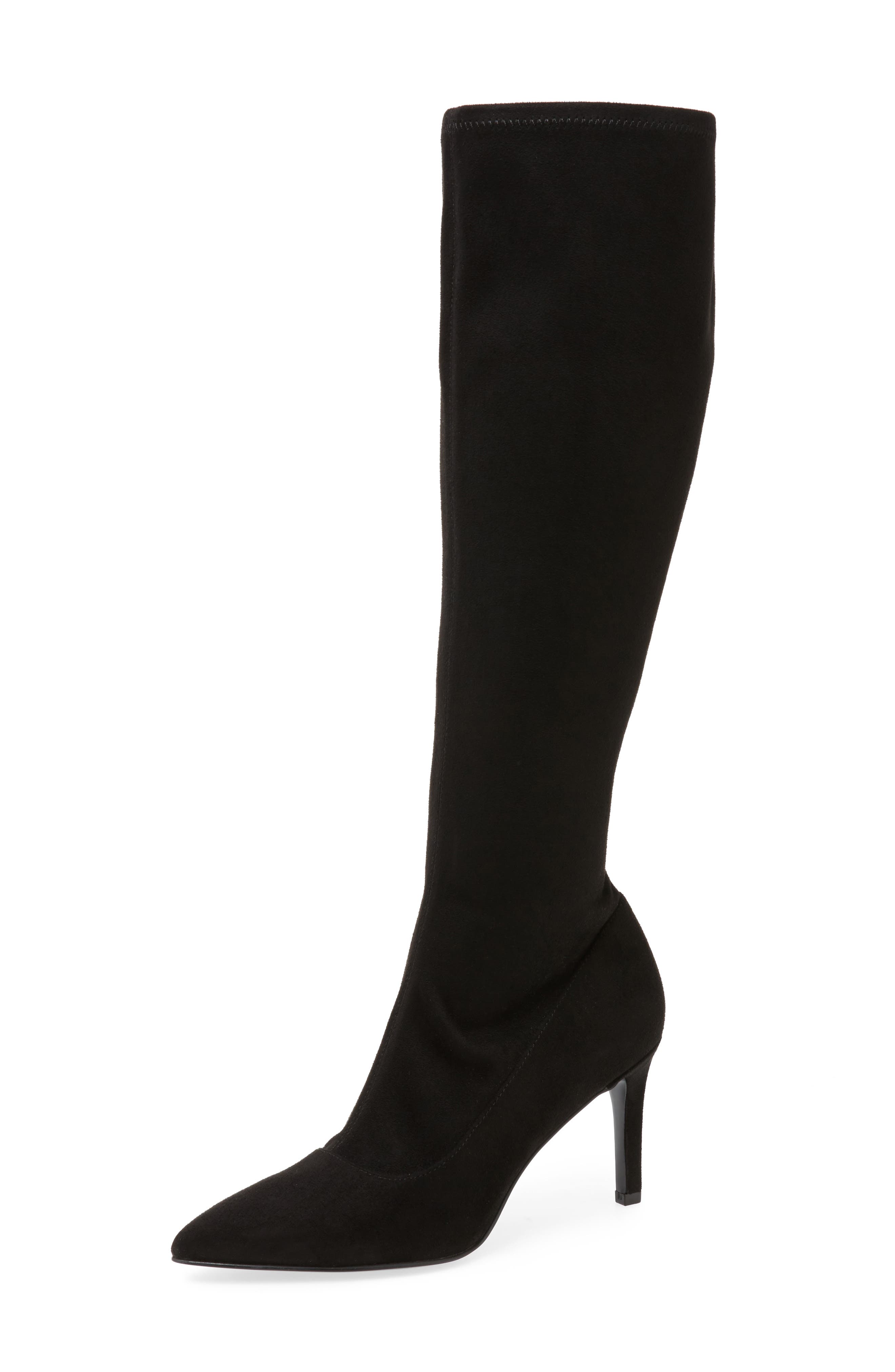 Carrara Knee High Pointy Toe Boot, Main, color, BLACK FABRIC