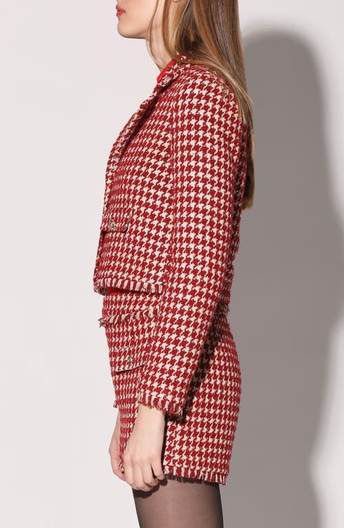 Walter Baker Lyona Houndstooth Jacket In Wine Houndstooth