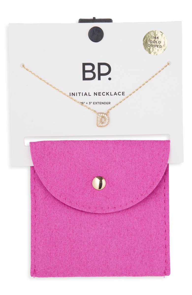 BP. Pavé Crystal Initial Necklace, Alternate, color, D- 14K Gold Dipped