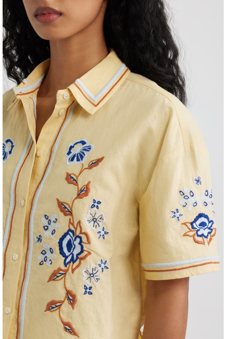 Wynona Floral Embroidered Cotton & Linen Top, Alternate, color, IMPALA