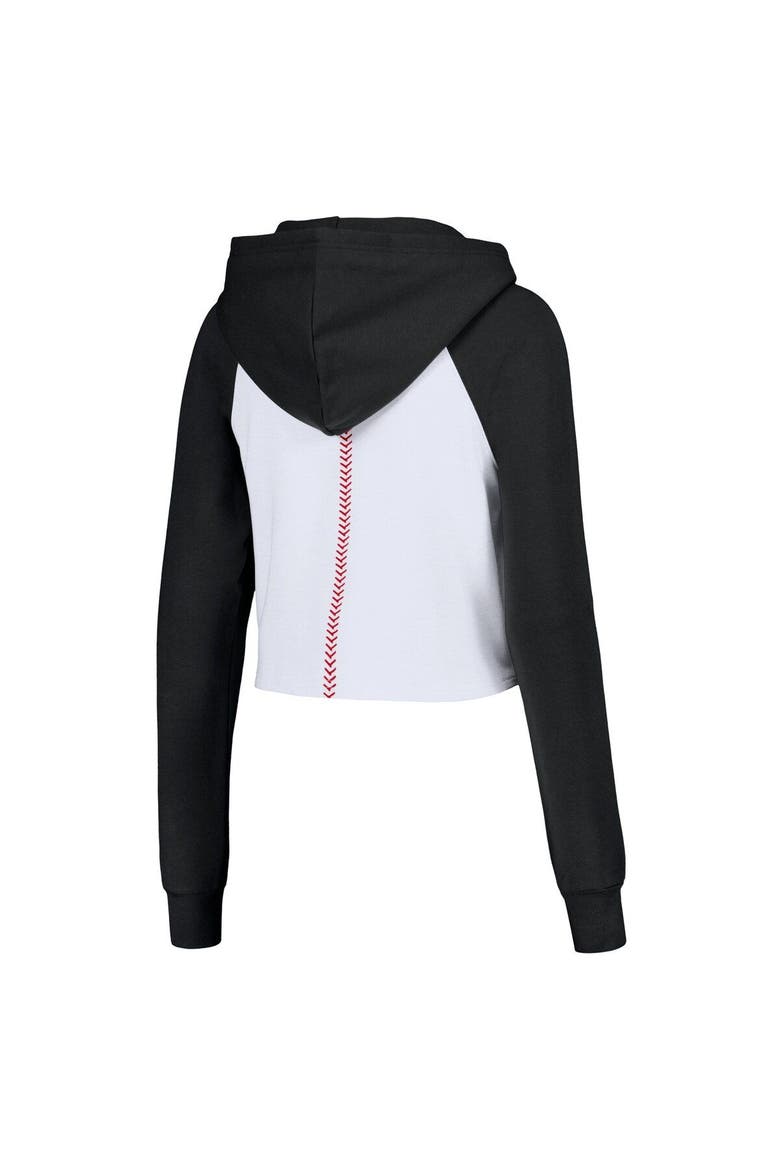 Women's Lusso White San Francisco Giants Jane Raglan Quarter-Zip Tri-Blend Cropped Pullover Hoodie, Alternate, color, White