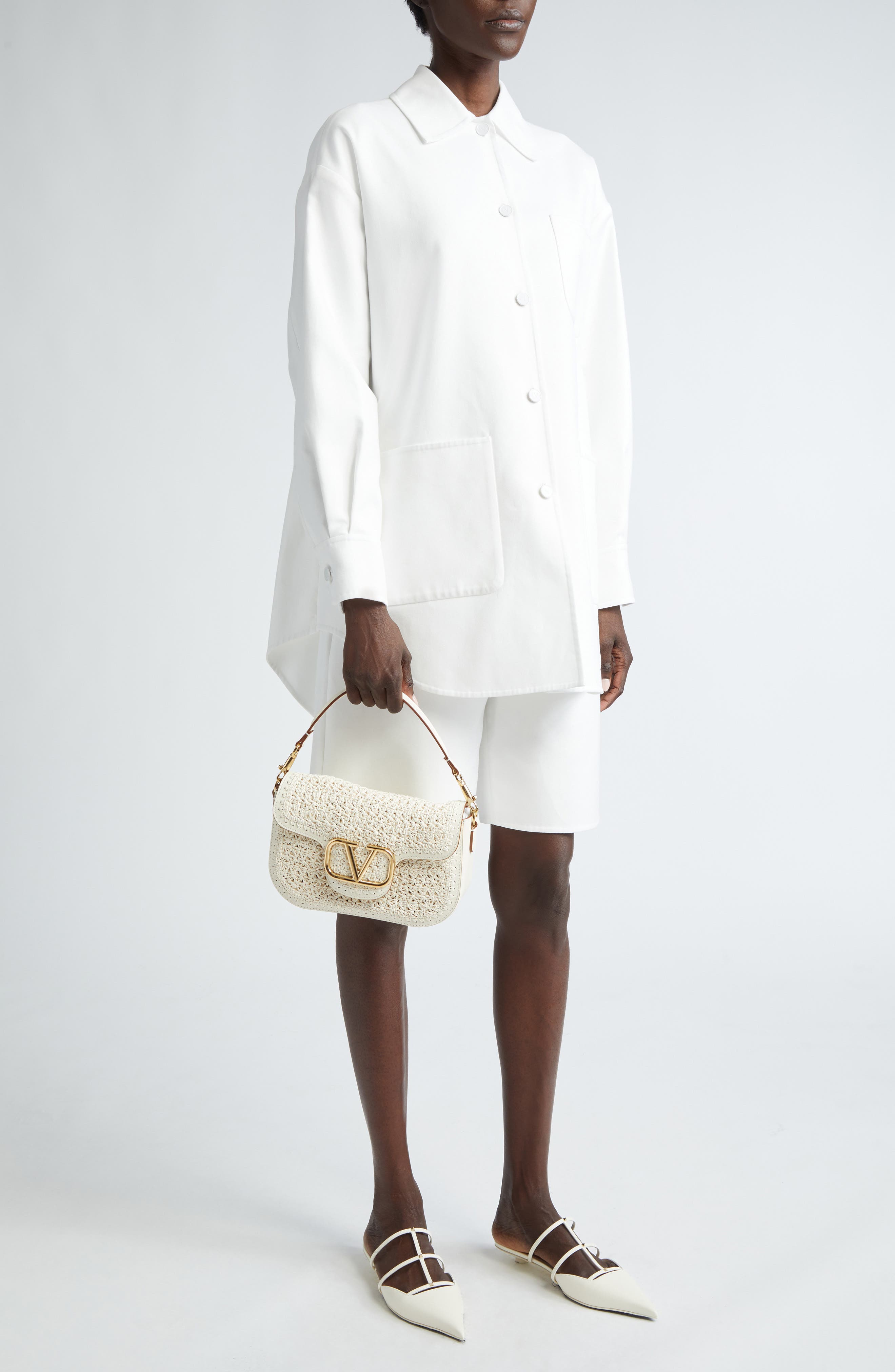 Valentino Garavani VLOGO Alltime Woven Leather Shoulder Bag, Alternate, color, 